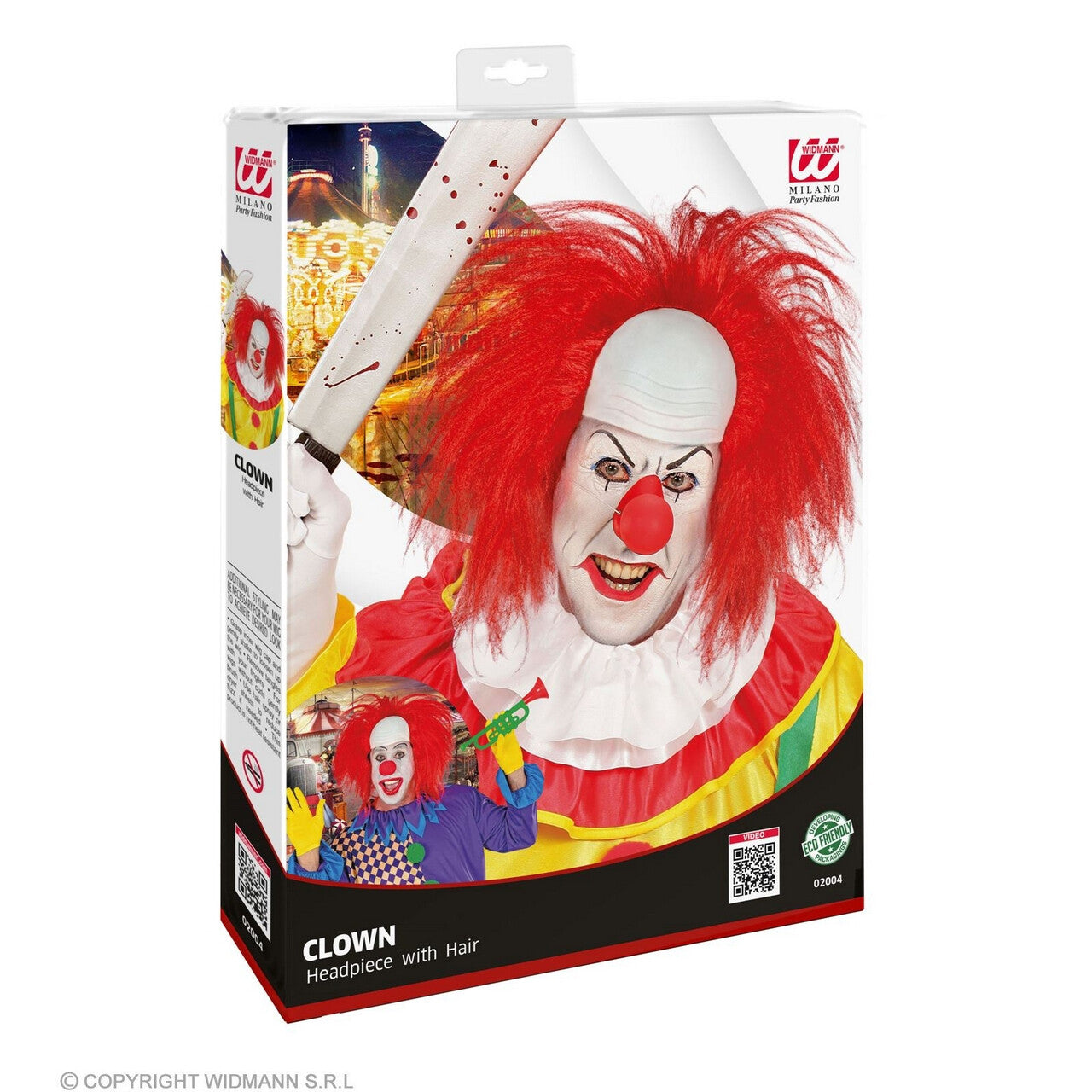 Op deze afbeelding zie je een Accessoires, van het merk Widmann. Felrode Boze Clown Kapsel