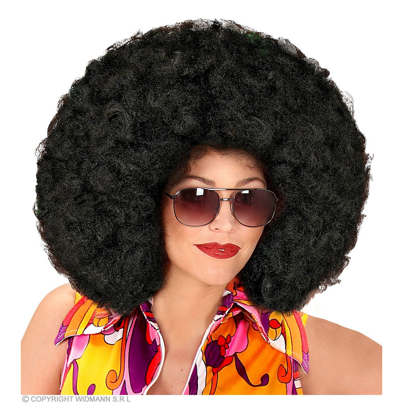 Op deze afbeelding zie je een Accessoires, van het merk Widmann. Gigantisch Grote Afro Disco Pruik Zwart Tito