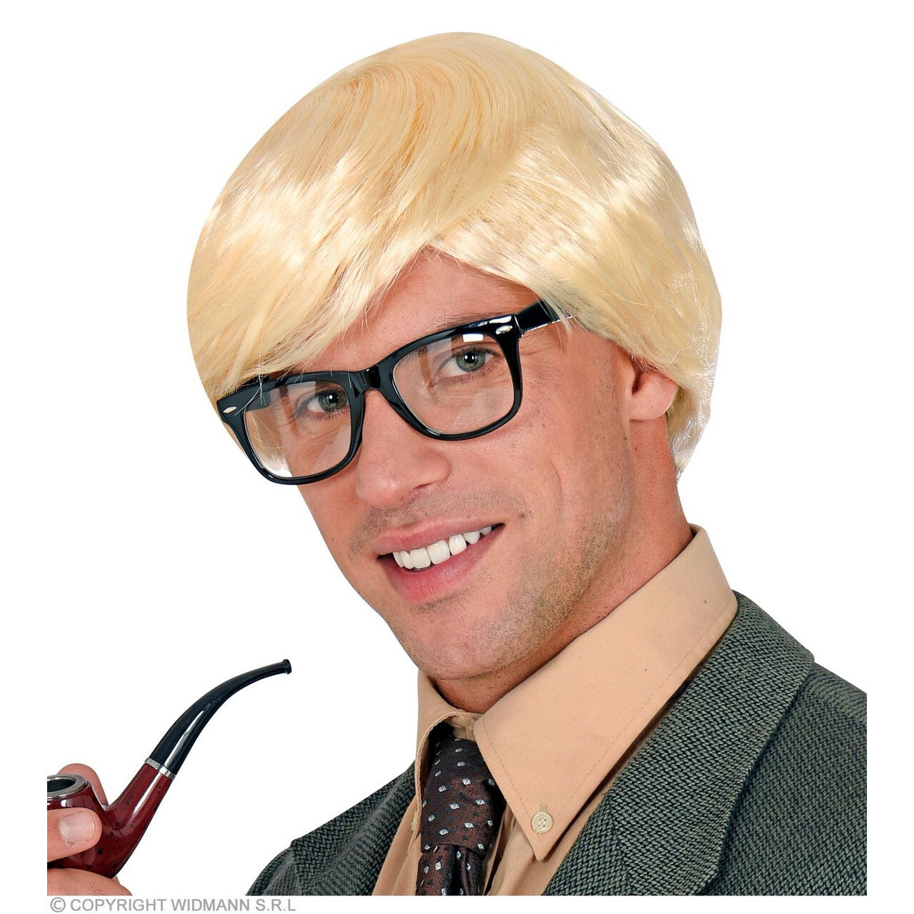 Op deze afbeelding zie je een Accessoires, van het merk Widmann. Jaren 60 Pruik Donkerblond Hendrik