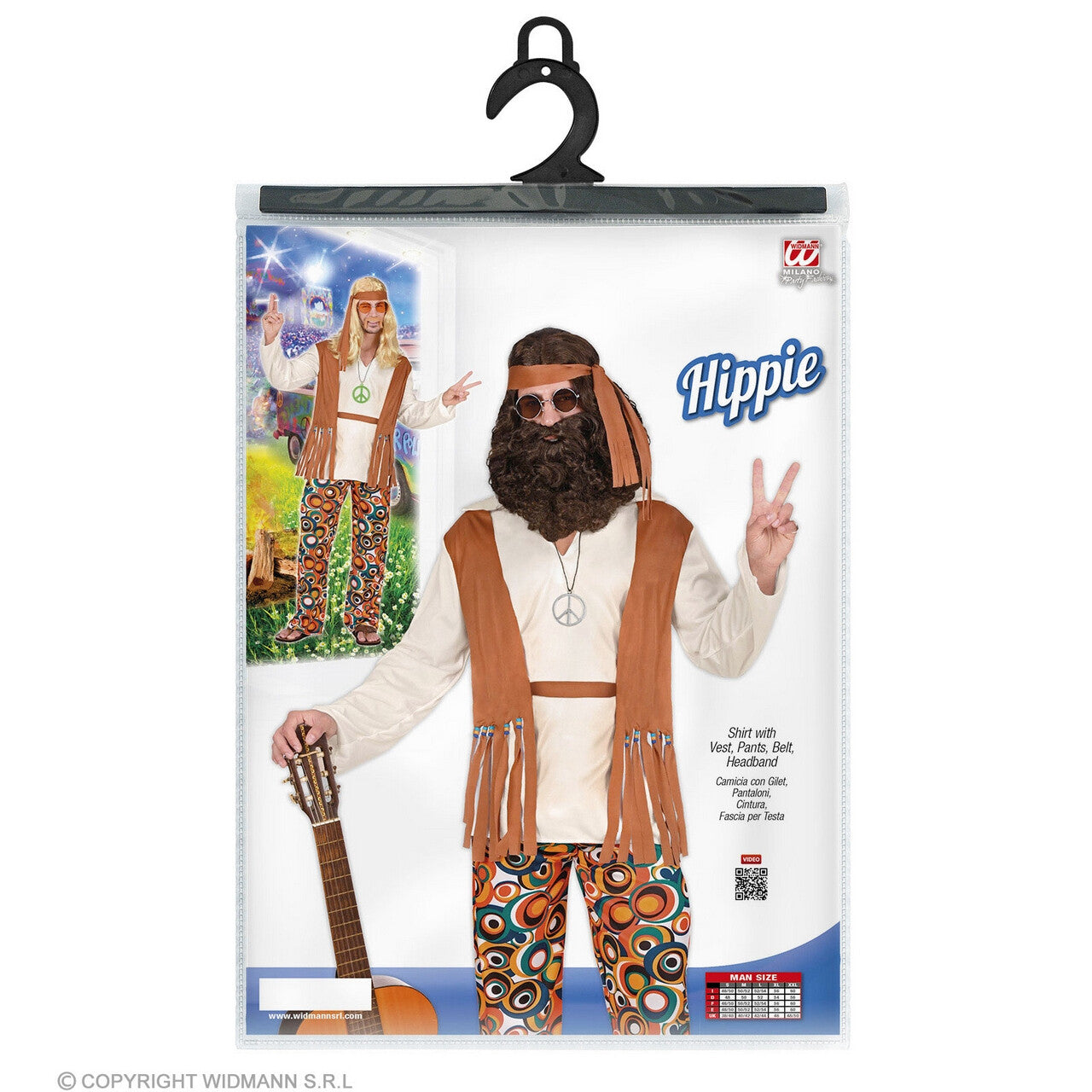 Op deze afbeelding zie je een Kostuums, van het merk Widmann. Imagine All The Hippies Lenny Man Kostuum