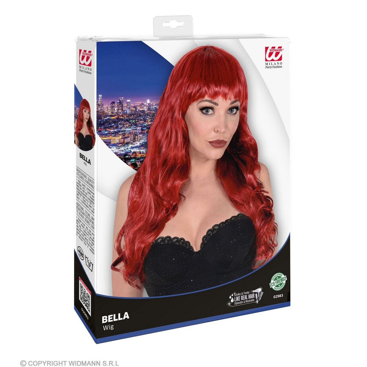 Op deze afbeelding zie je een Accessoires, van het merk Widmann. Pruik Bella Von Furie, Koperrood