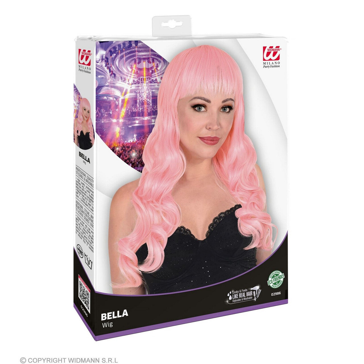 Op deze afbeelding zie je een Accessoires, van het merk Widmann. Pruik Bella Von Meerjung, Roze