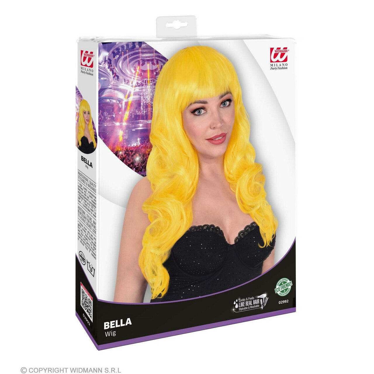 Op deze afbeelding zie je een Accessoires, van het merk Widmann. Pruik Bella Von Comica, Geel