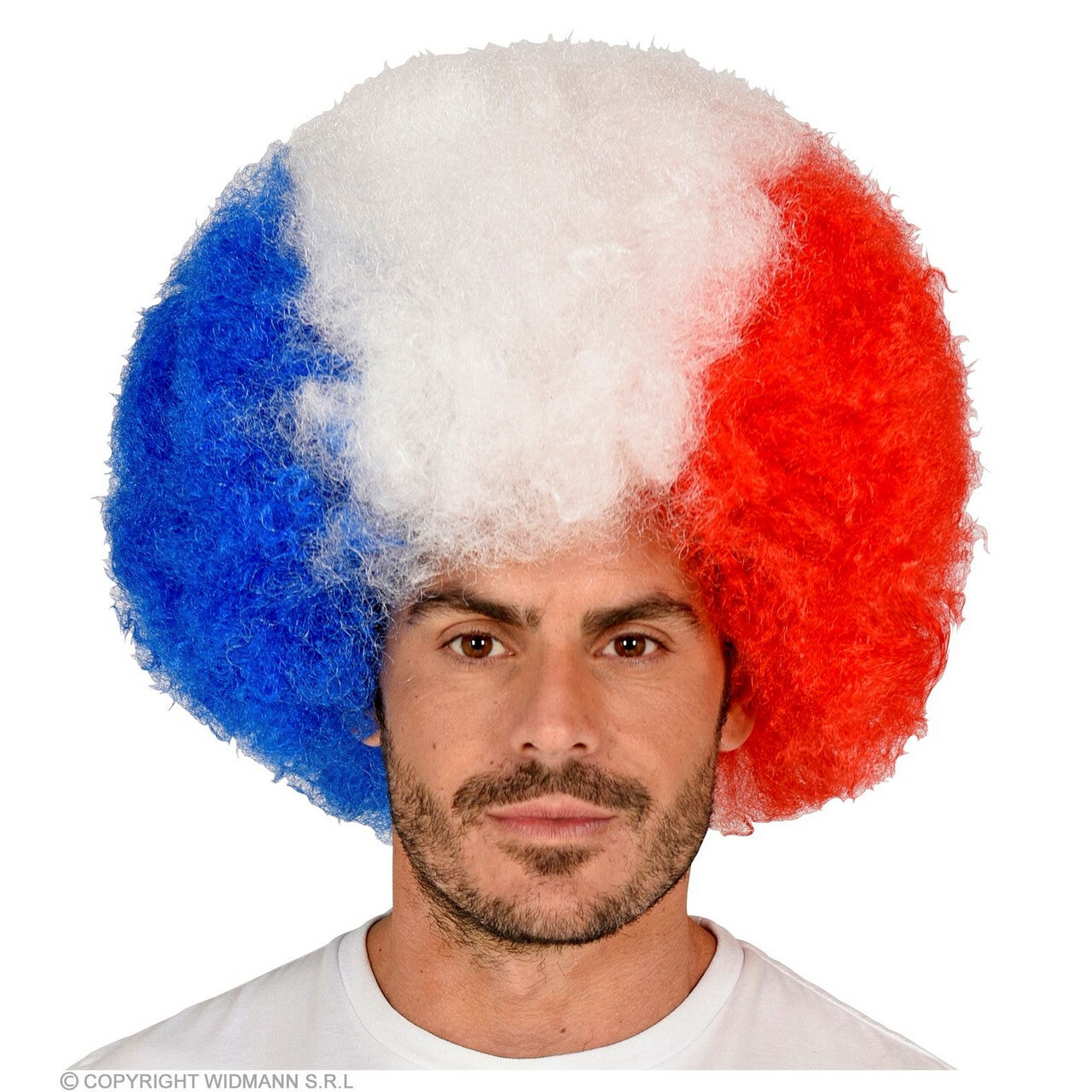 Op deze afbeelding zie je een Accessoires, van het merk Widmann. Super Afro Pruik Frankrijk