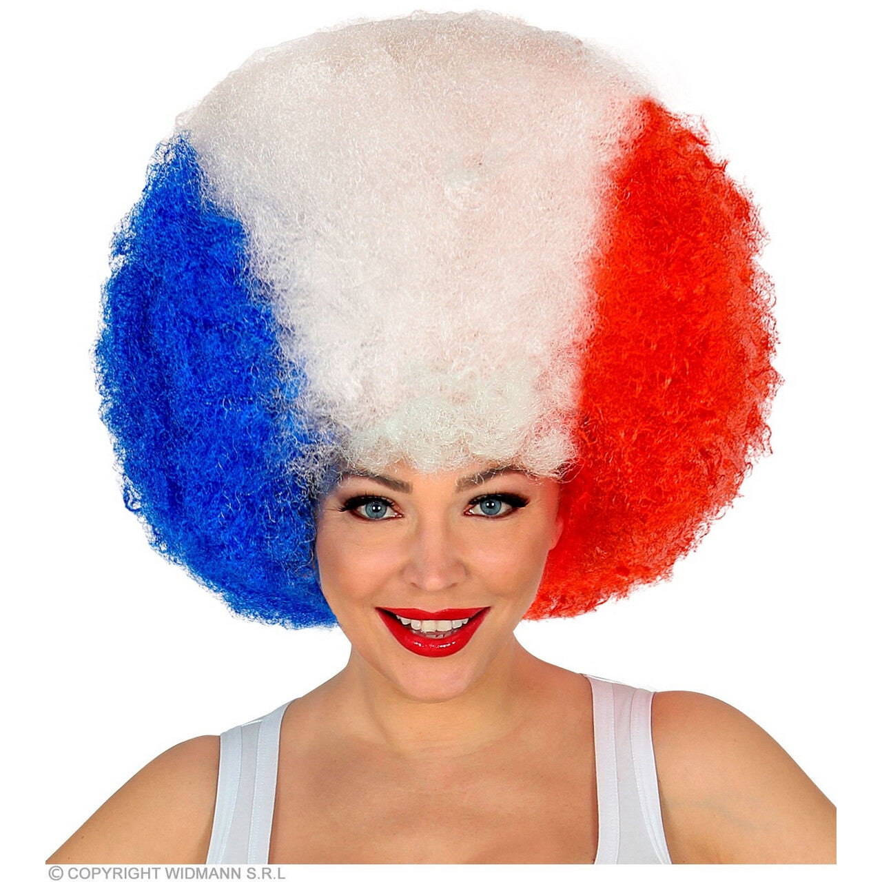 Op deze afbeelding zie je een Accessoires, van het merk Widmann. Super Afro Pruik Frankrijk
