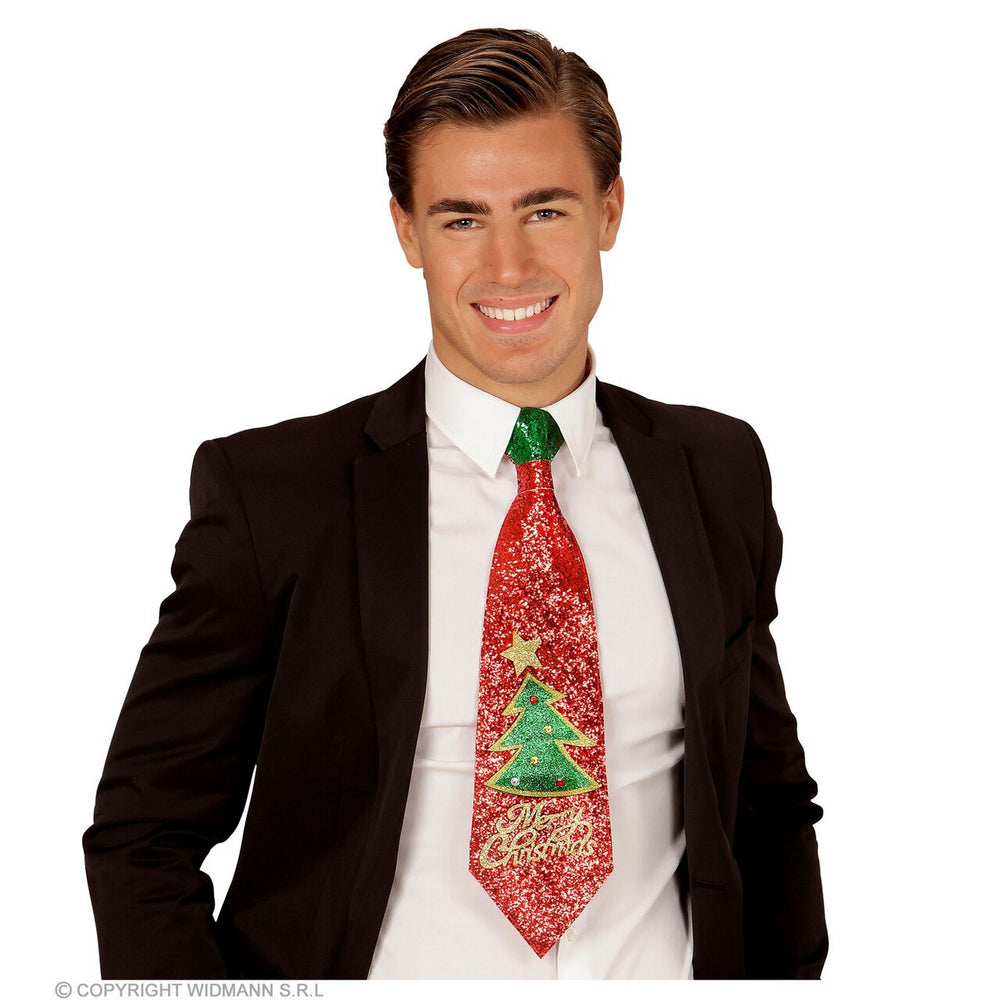 Op deze afbeelding zie je een Accessoires, van het merk Widmann. Sparkle Xmas Stropdas Rood