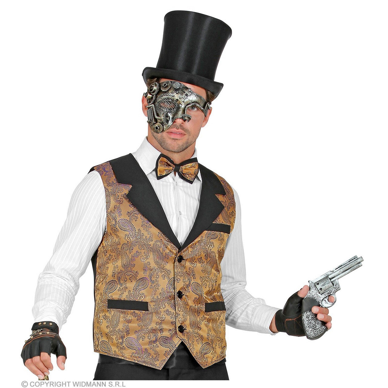 Op deze afbeelding zie je een Kostuums, van het merk Widmann. Steampunk Western Vintage Gilet Man