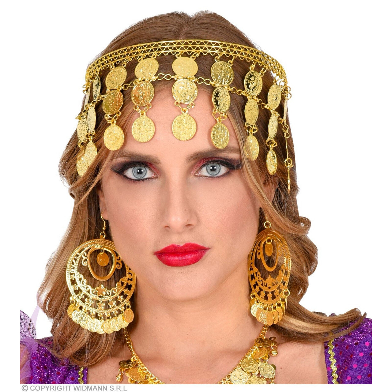 Op deze afbeelding zie je een Accessoires, van het merk Widmann. Oorbellen Goud Met Muntjes Gipsy