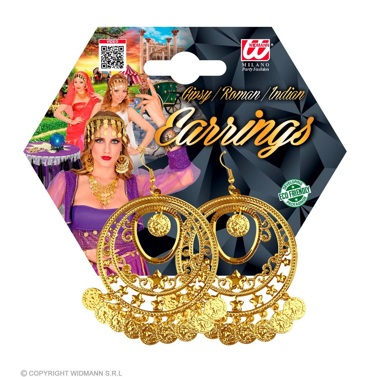 Op deze afbeelding zie je een Accessoires, van het merk Widmann. Oorbellen Goud Met Muntjes Gipsy