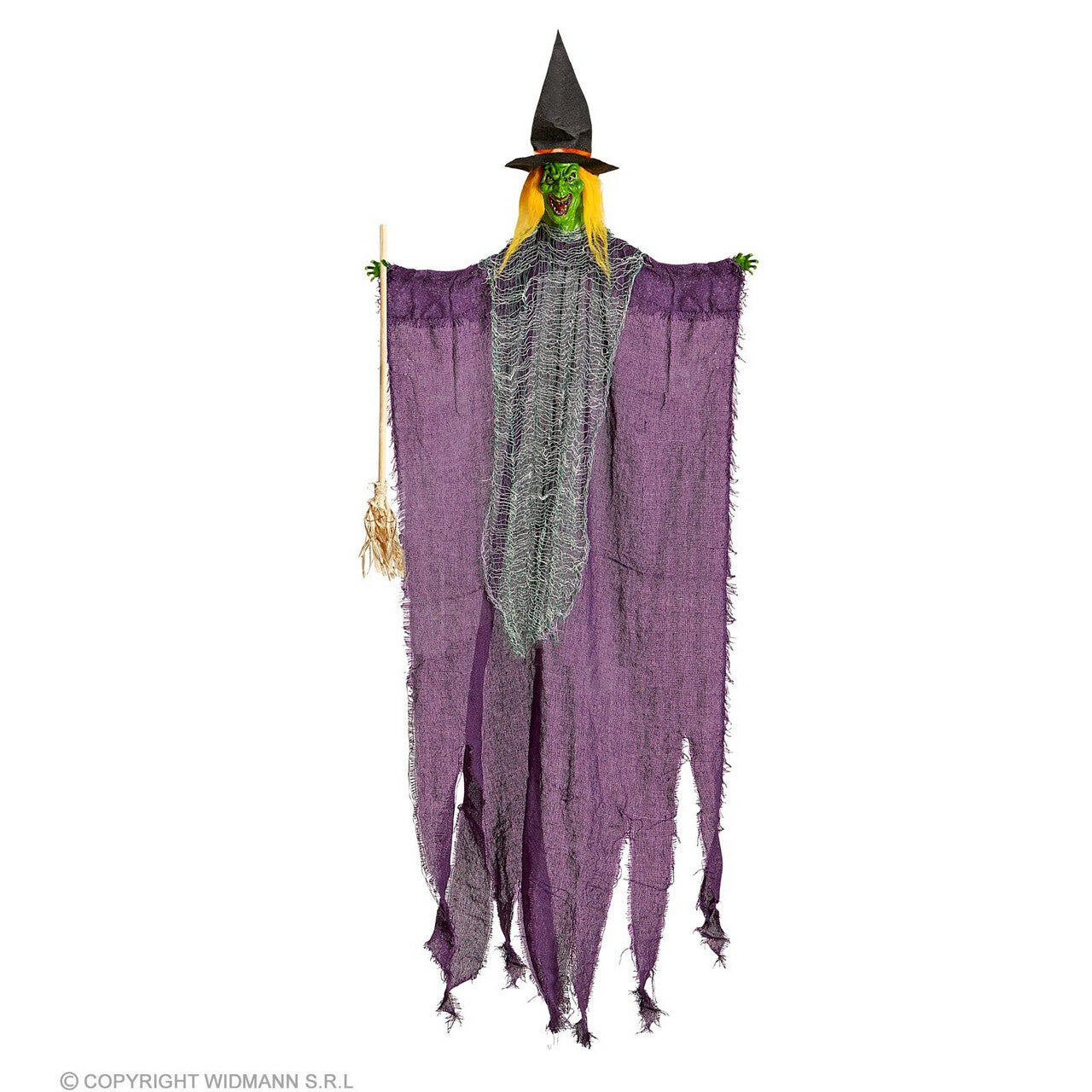 Op deze afbeelding zie je een Decoratie, van het merk Widmann. Gevallen Van De Bezem Heks, 138 Centimeter