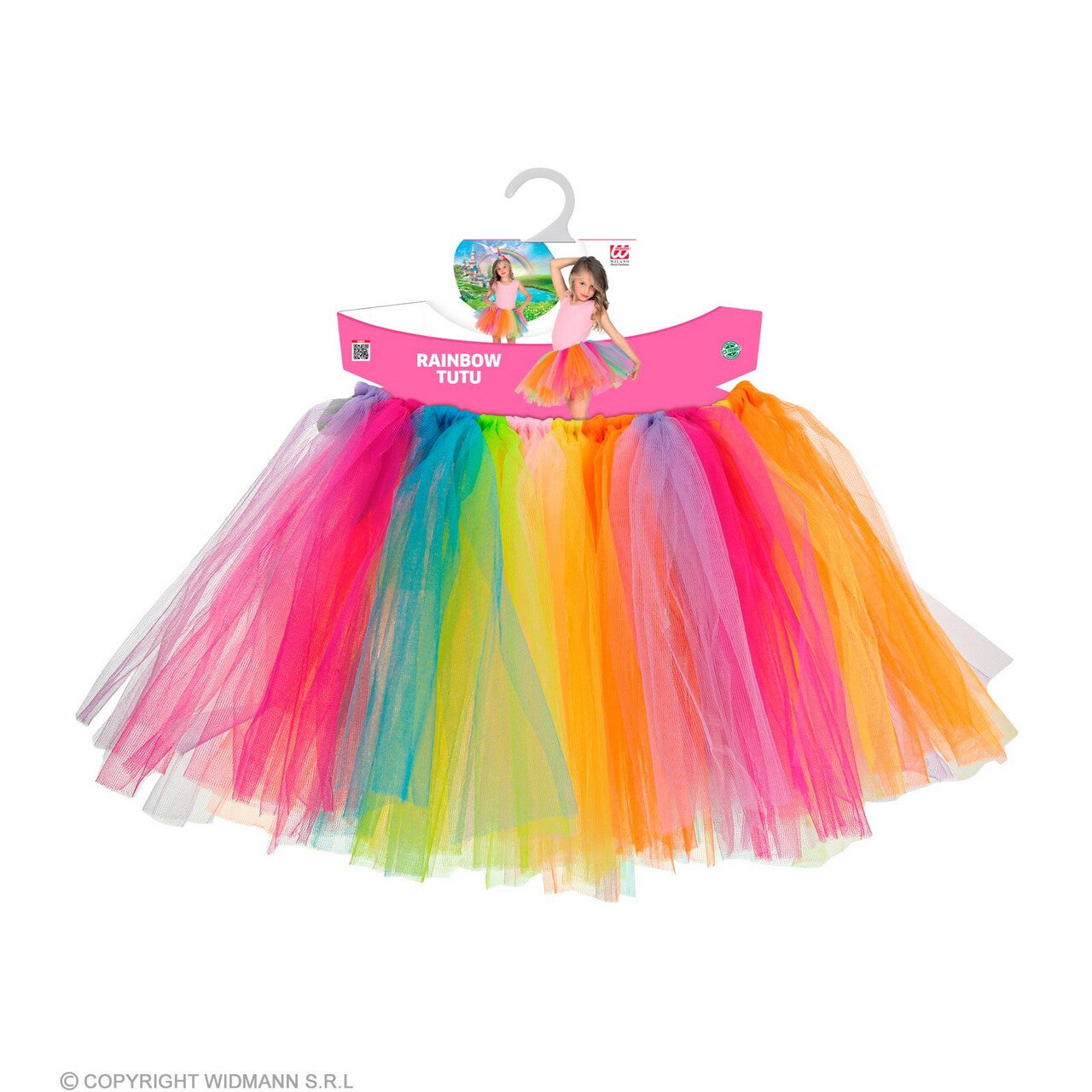 Op deze afbeelding zie je een Kostuums, van het merk Widmann. Fleurige Regenboog Ballet Tutu 30 Centimeter Meerkleurig Meisje