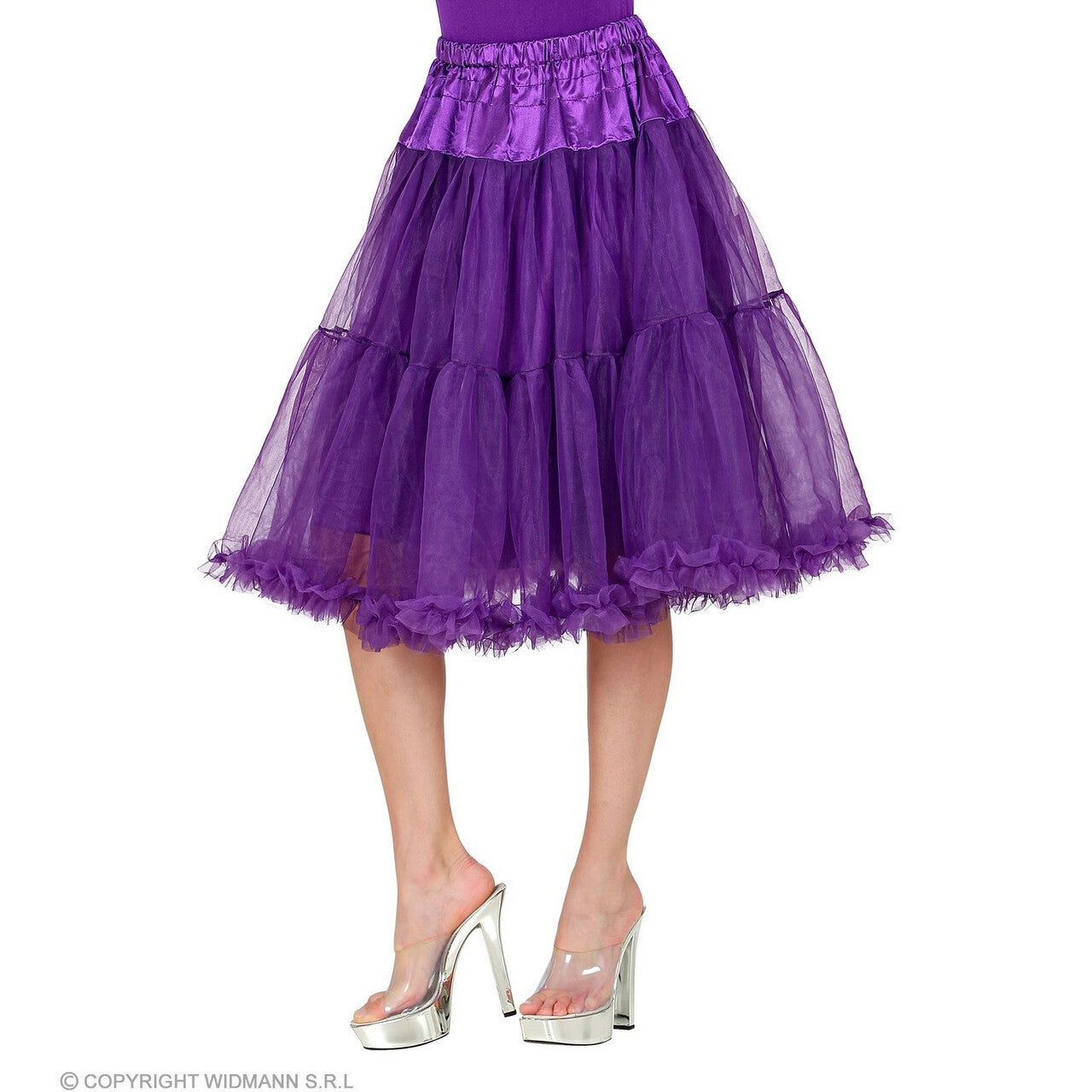 Op deze afbeelding zie je een Kostuums, van het merk Widmann. Knielange Tulle Rok Petticoat 65 Centimeter Paars Vrouw