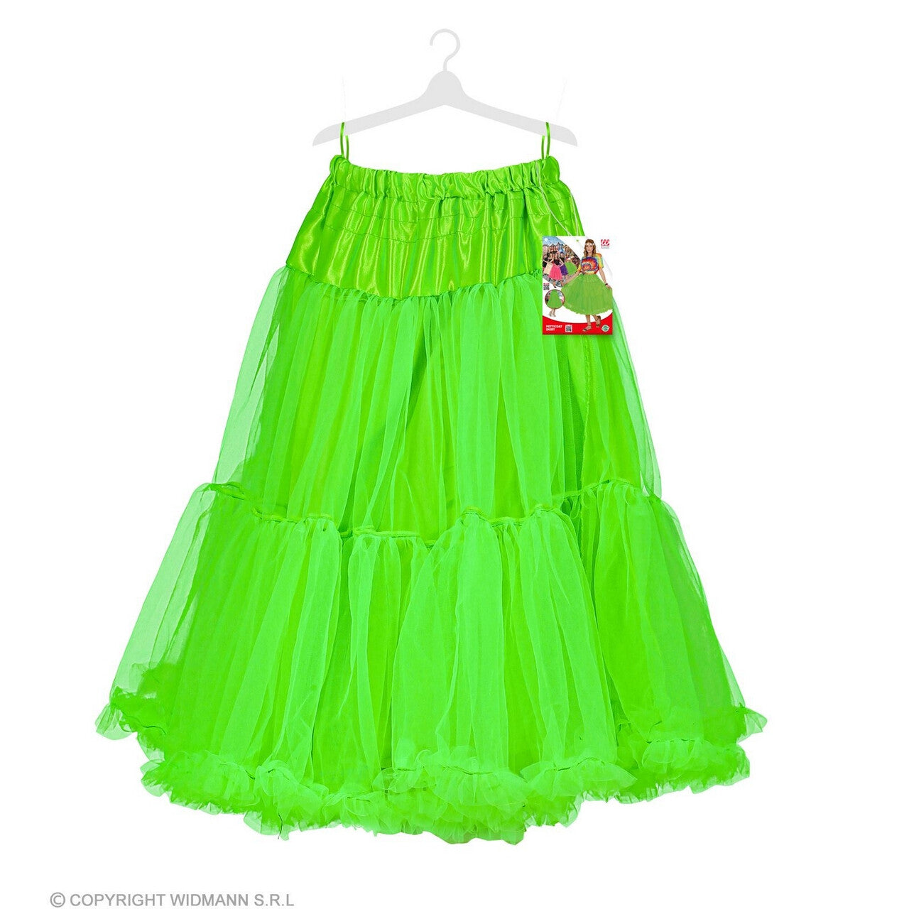 Op deze afbeelding zie je een Kostuums, van het merk Widmann. Knielange Tulle Rok Petticoat 65 Centimeter Groen Vrouw