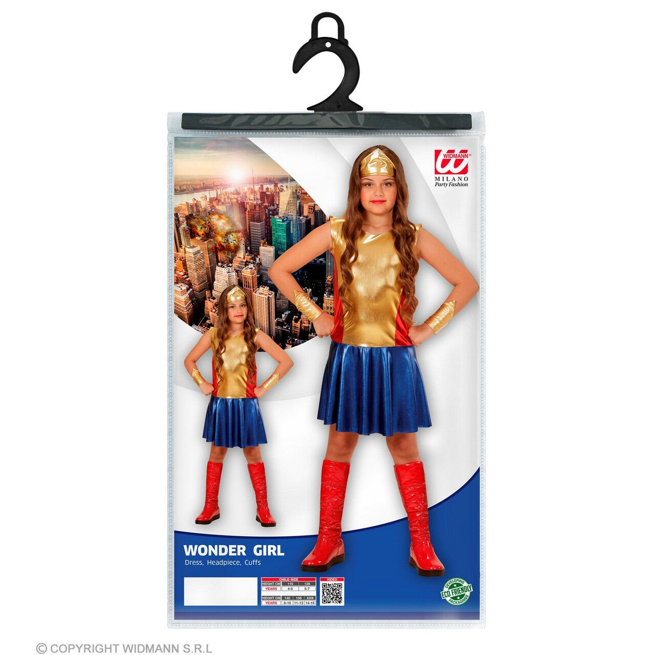Op deze afbeelding zie je een Kostuums, van het merk Widmann. Wonder Girl Superheldin Meisje Kostuum
