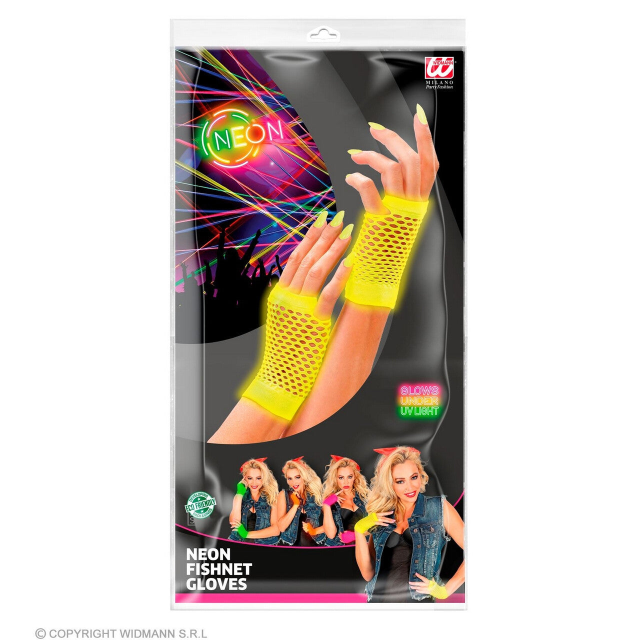 Op deze afbeelding zie je een Accessoires, van het merk Widmann. Vingerloze Handschoenen Kort Neon Geel
