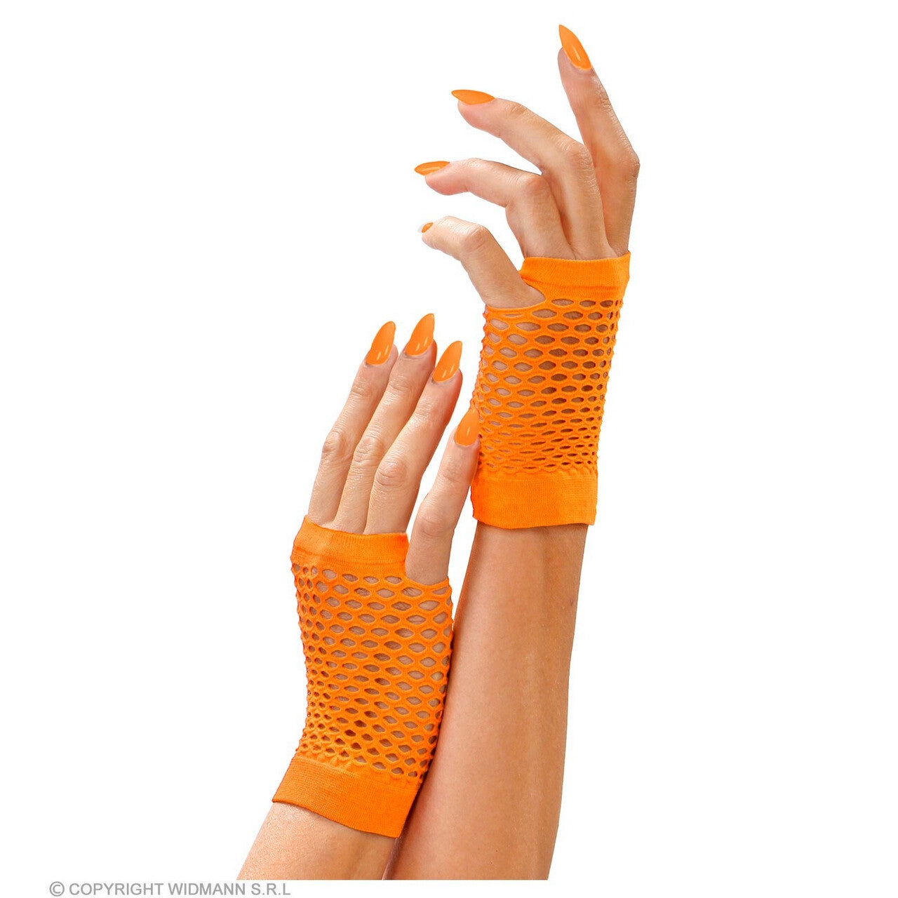 Op deze afbeelding zie je een Accessoires, van het merk Widmann. Vingerloze Handschoenen Kort Neon Oranje