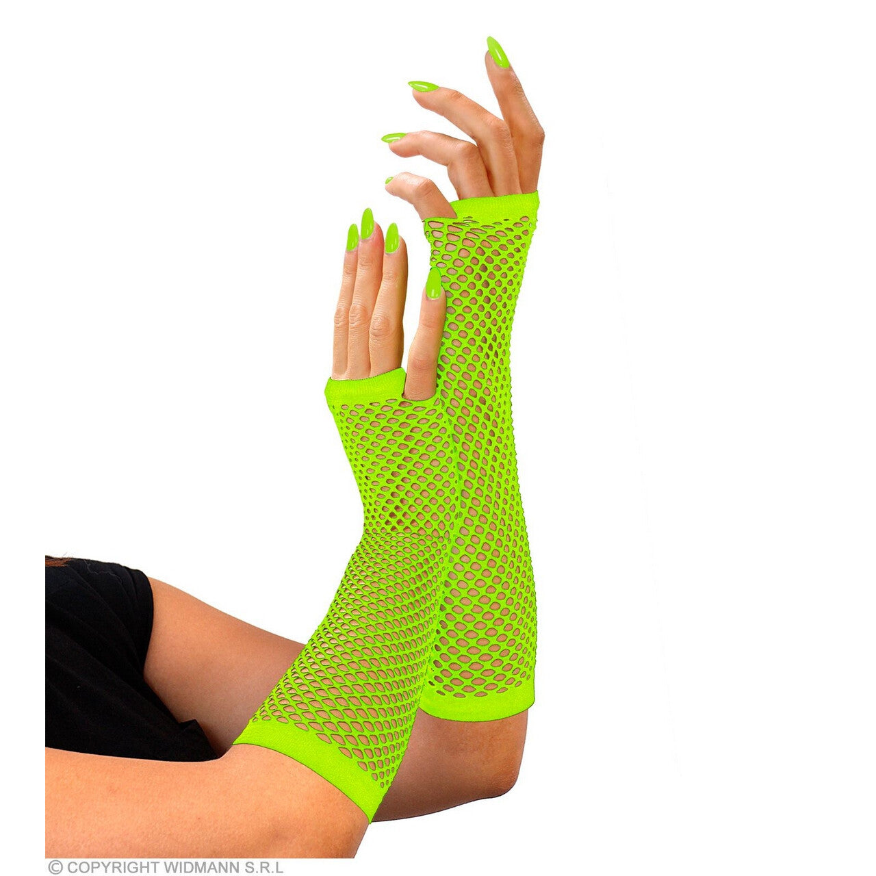 Op deze afbeelding zie je een Accessoires, van het merk Widmann. Vingerloze Handschoenen Lang Neon Groen
