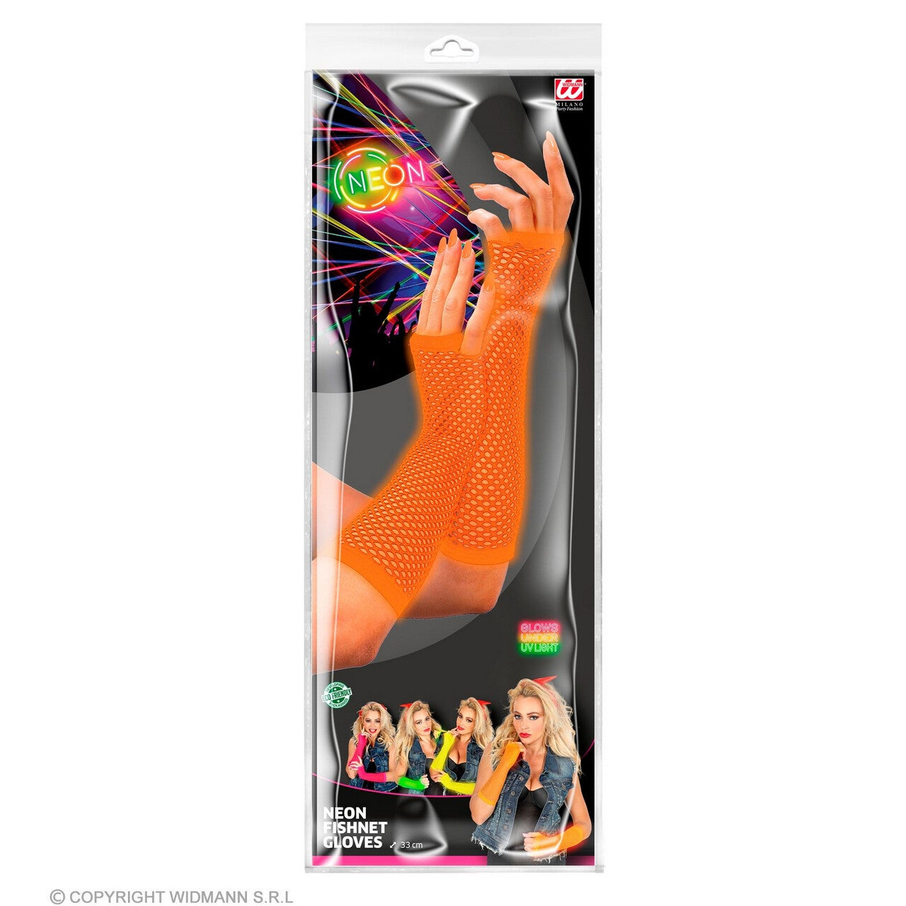 Op deze afbeelding zie je een Accessoires, van het merk Widmann. Vingerloze Handschoenen Lang Neon Oranje