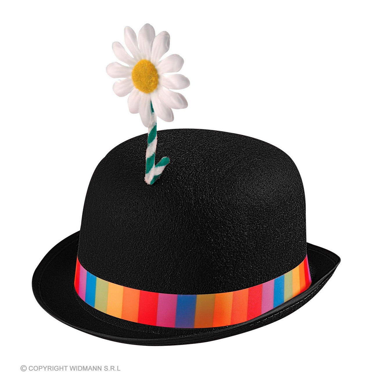 Op deze afbeelding zie je een Accessoires, van het merk Widmann. Bolhoed Met Vrolijke Bloem Clown, Vilt Zwart