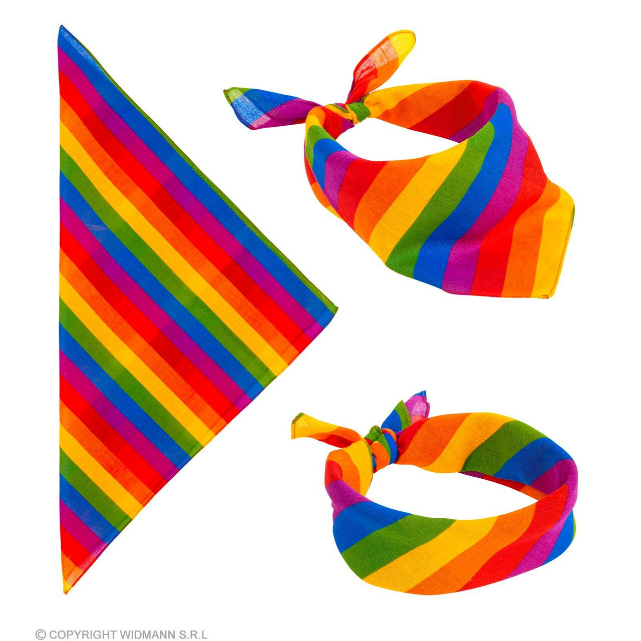Op deze afbeelding zie je een Accessoires, van het merk Widmann. Bandana Regenboog 55 X 55 Centimeter