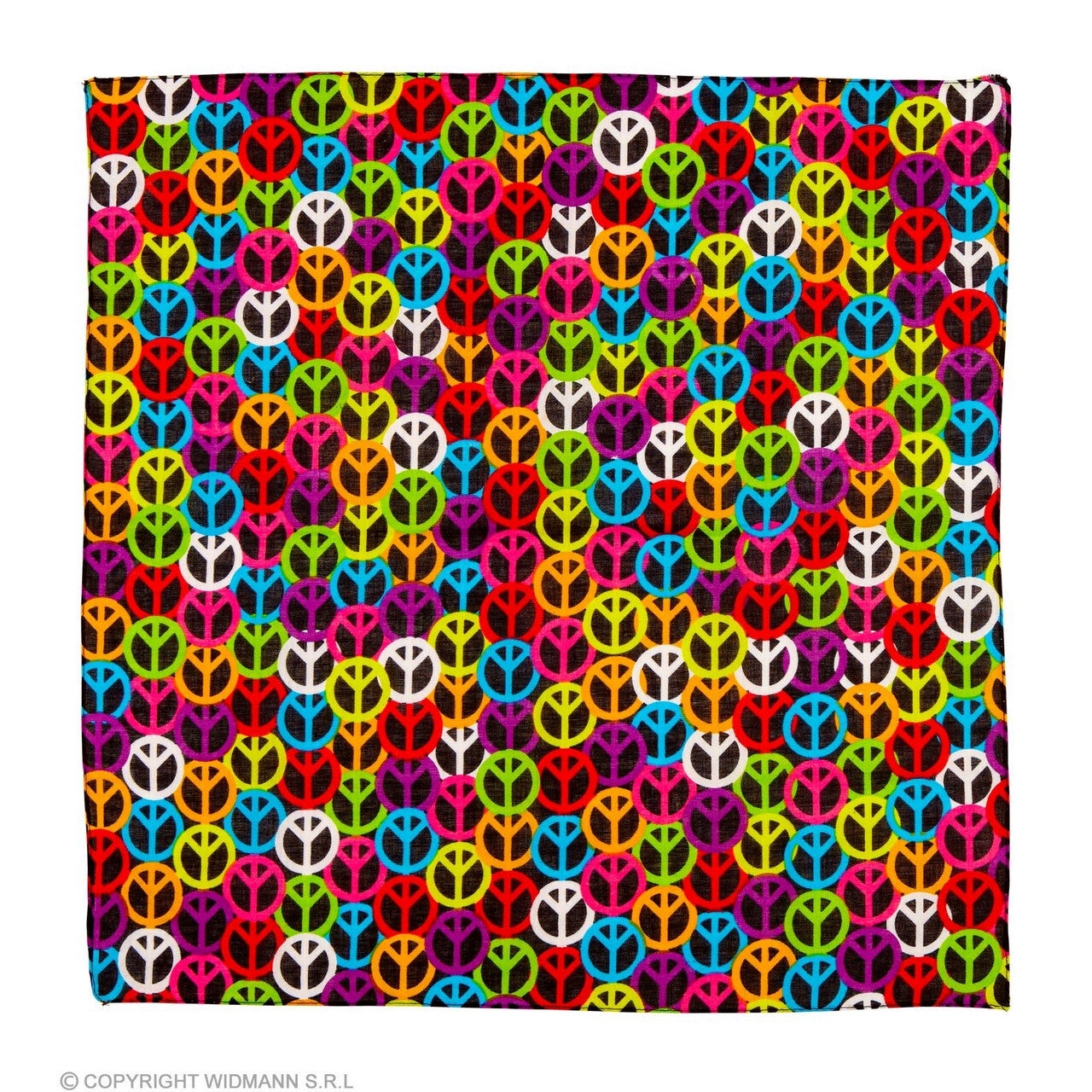 Op deze afbeelding zie je een Accessoires, van het merk Widmann. Bandana Happy Hippie Peace 55 X 55 Centimeter