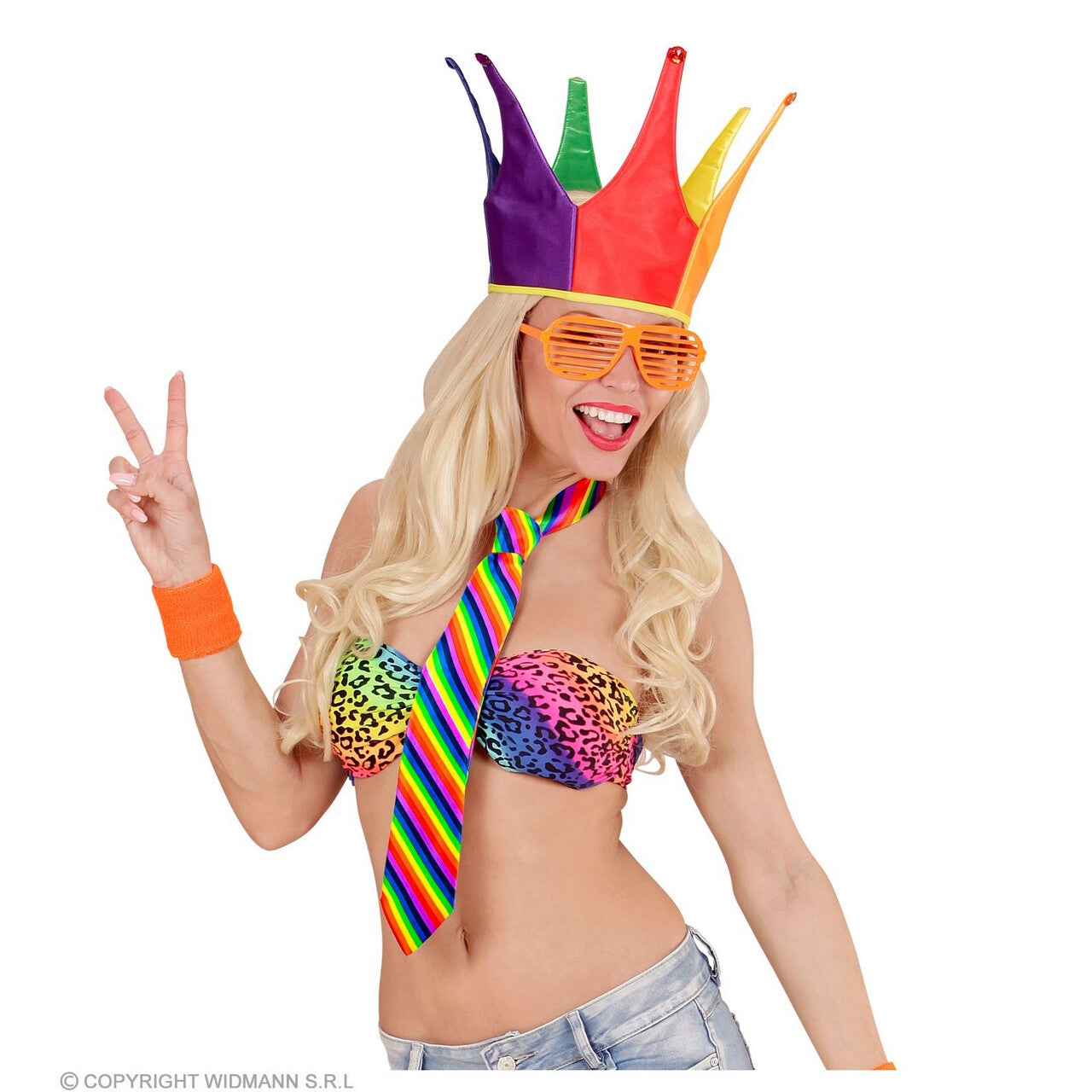 Op deze afbeelding zie je een Accessoires, van het merk Widmann. Gestreepte Regenboog Stropdas