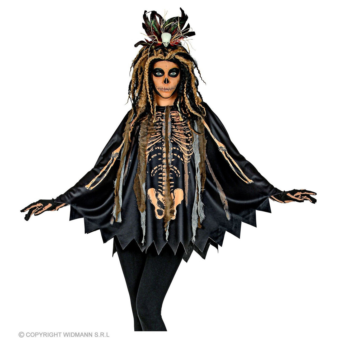Op deze afbeelding zie je een Kostuums, van het merk Widmann. Voodoo Priester Mikayla Poncho