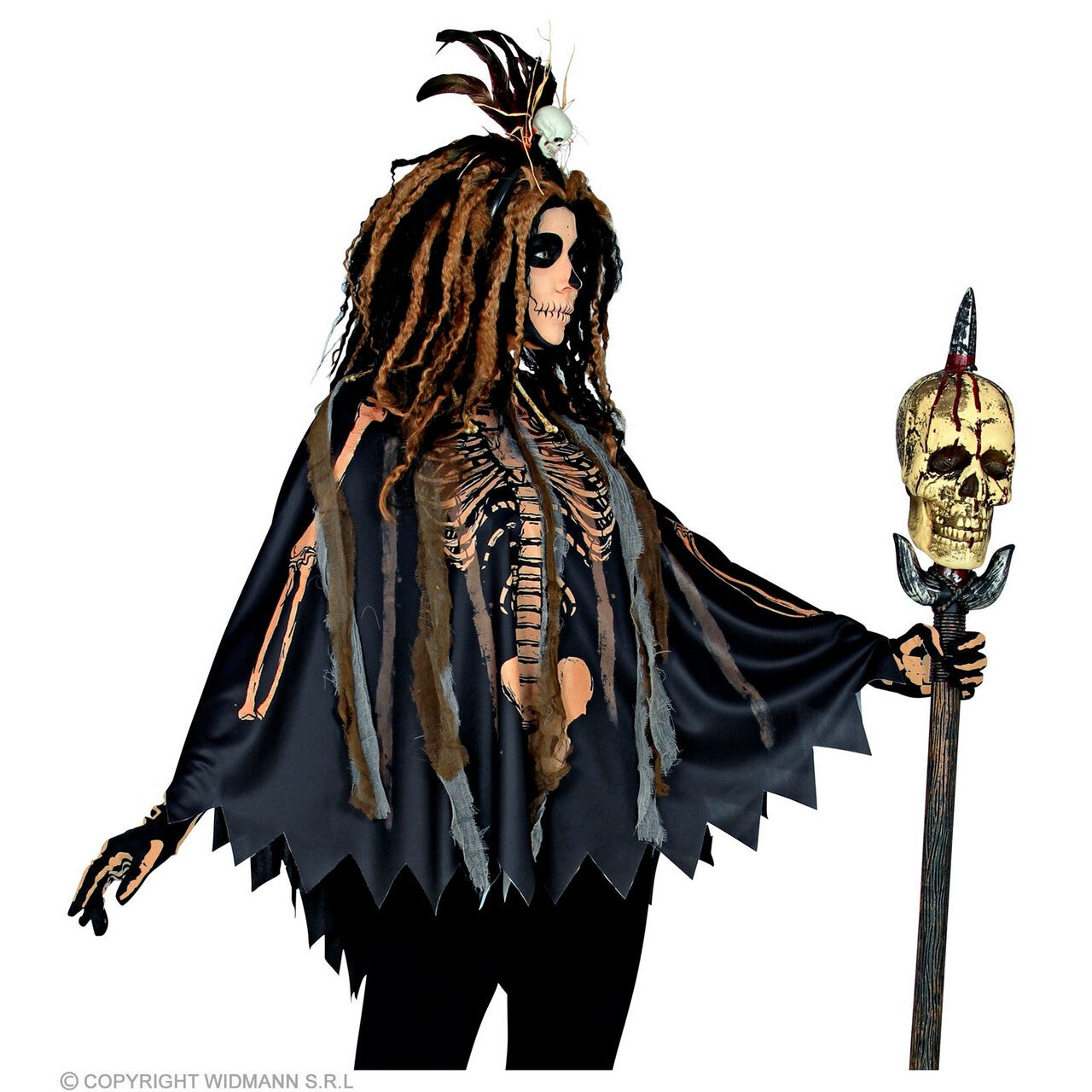 Op deze afbeelding zie je een Kostuums, van het merk Widmann. Voodoo Priester Mikayla Poncho
