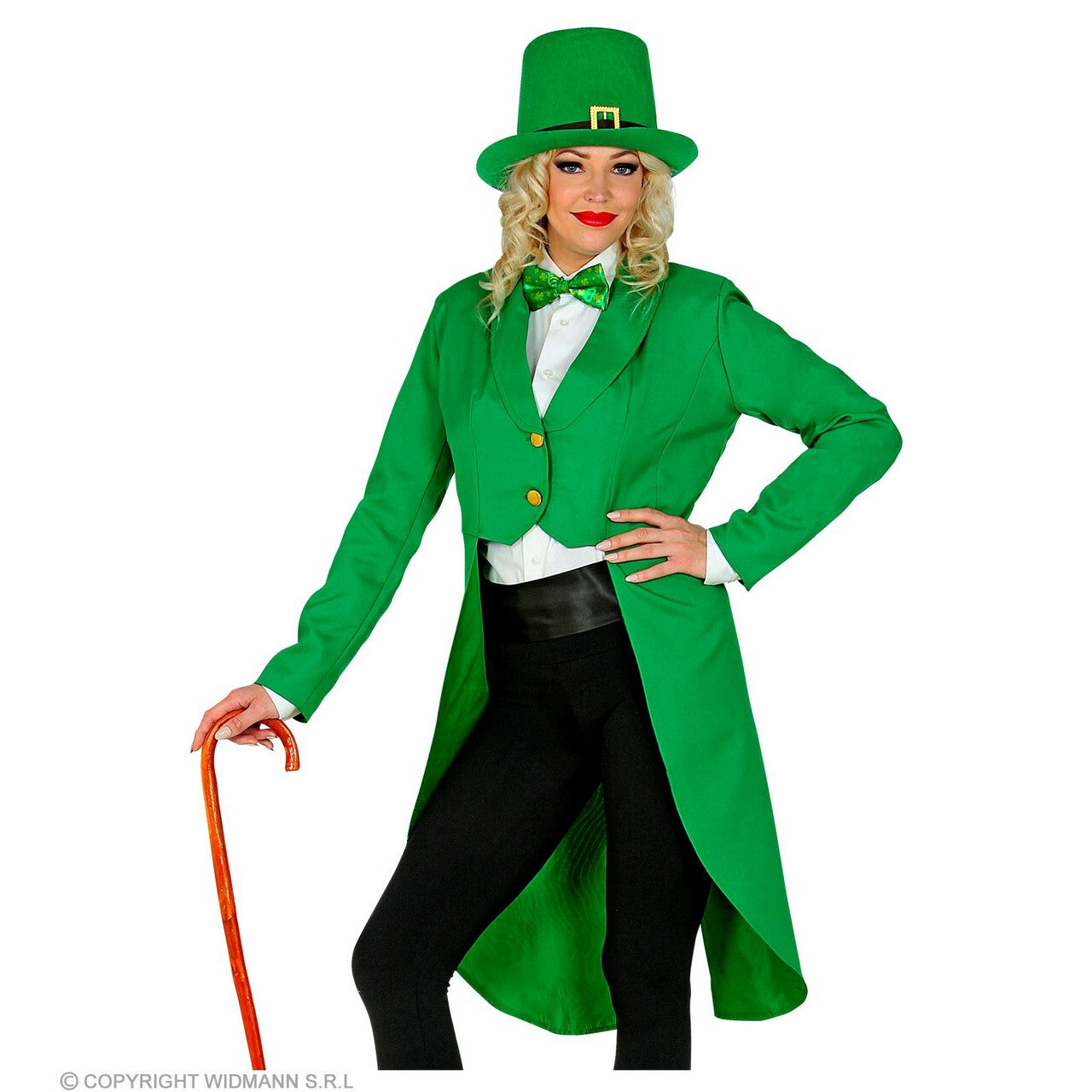 Op deze afbeelding zie je een Kostuums, van het merk Widmann. Groen Als Gras Slipjas Vrouw