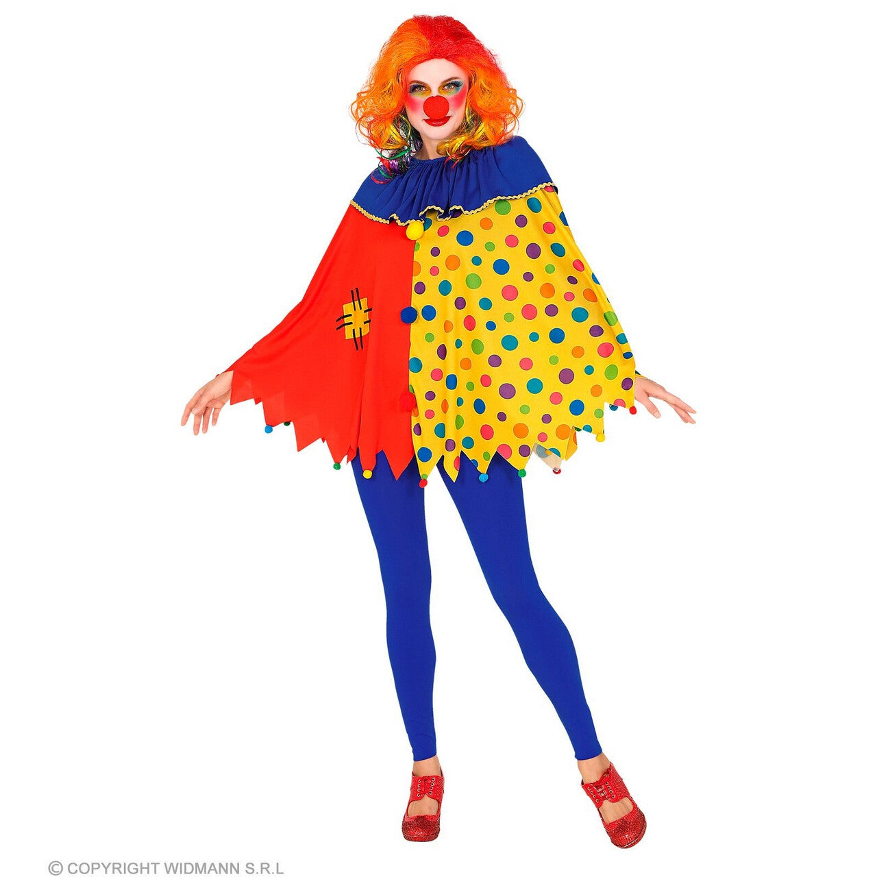 Op deze afbeelding zie je een Kostuums, van het merk Widmann. Pi Pa Poncho Clown