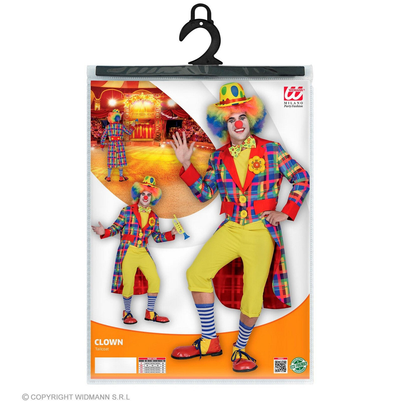 Op deze afbeelding zie je een Kostuums, van het merk Widmann. Kleurenkanon Opa Jan Clown Slipjas Man