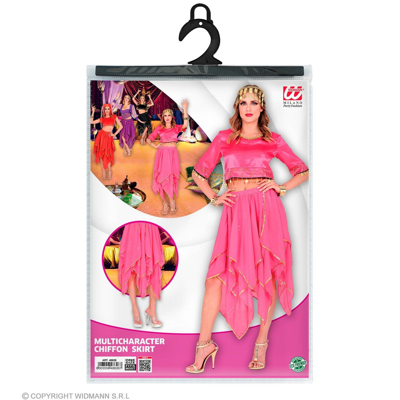 Op deze afbeelding zie je een Kostuums, van het merk Widmann. Zwierige Roze Rok Van Chiffon Vrouw