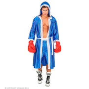 Op deze afbeelding zie je een Kostuums, van het merk Widmann. Bokser King Of The Ring Blauw Man Kostuum