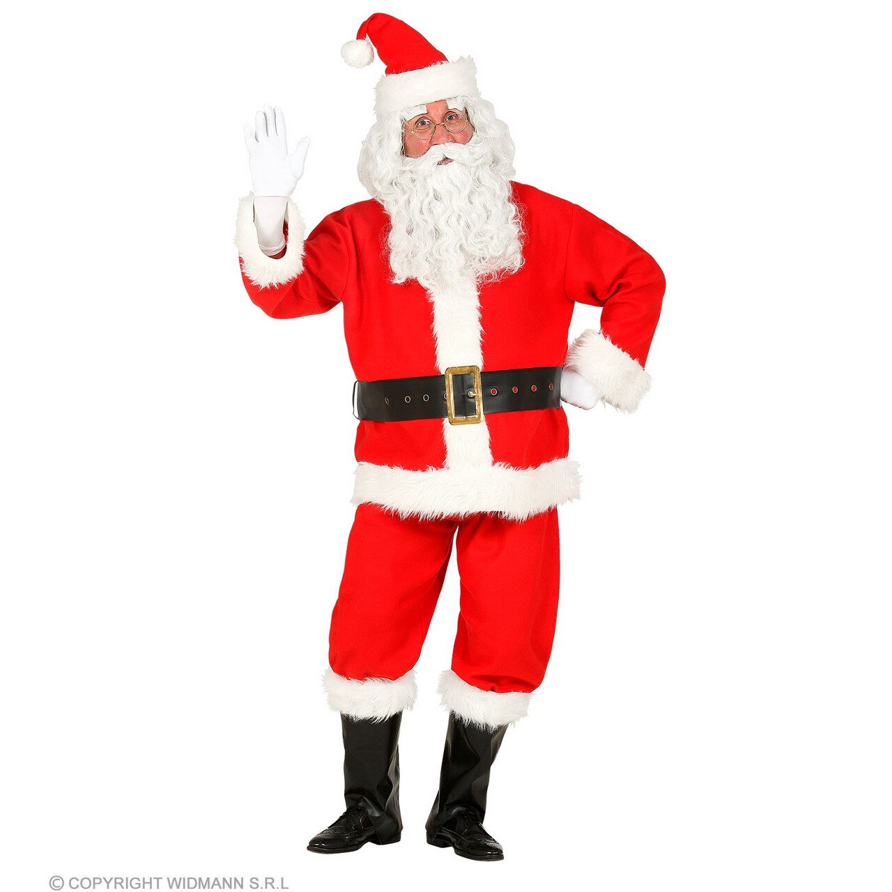Op deze afbeelding zie je een Kostuums, van het merk Widmann. Net Echte Vriendelijke Kerstman Kostuum