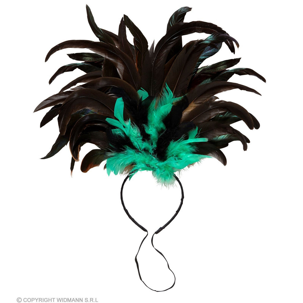 Op deze afbeelding zie je een Accessoires, van het merk Widmann. Hoofdband Met Veren Salvador Zomer Carnaval Groen