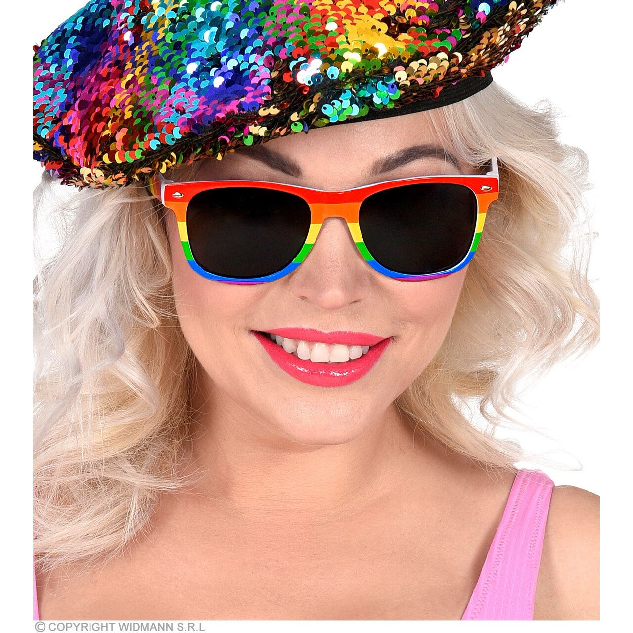 Op deze afbeelding zie je een Accessoires, van het merk Widmann. Kleurige Regenboog Bril