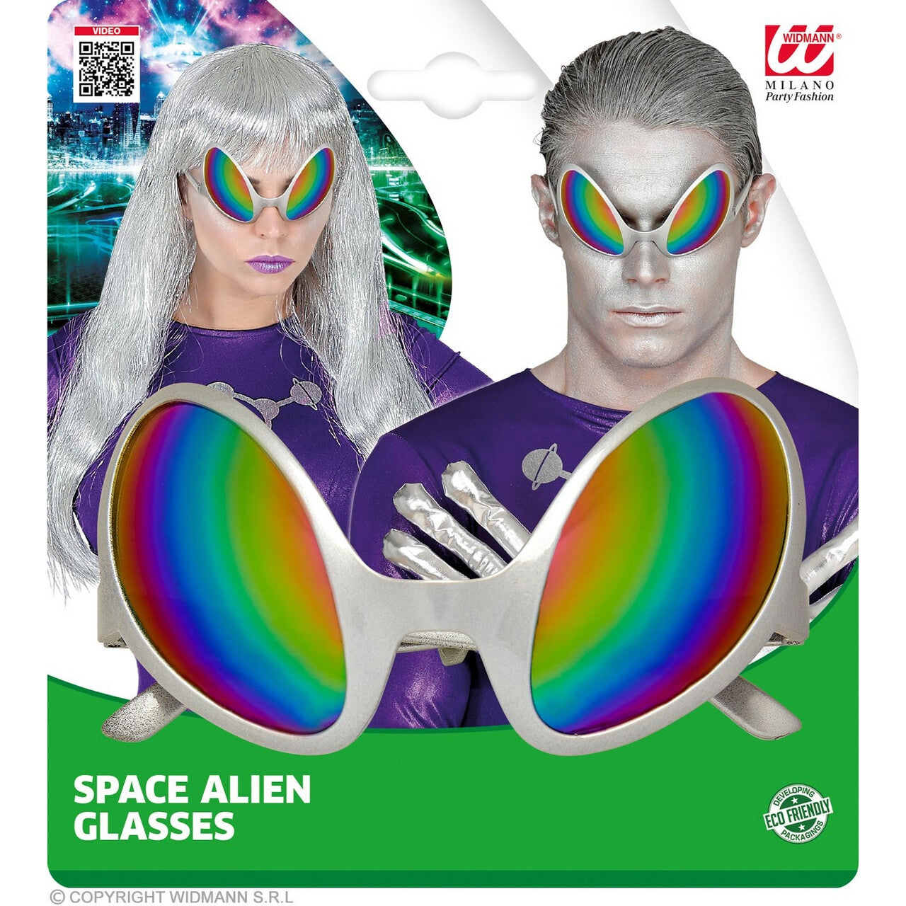 Op deze afbeelding zie je een Accessoires, van het merk Widmann. Freaky Alien Vlieg Bril
