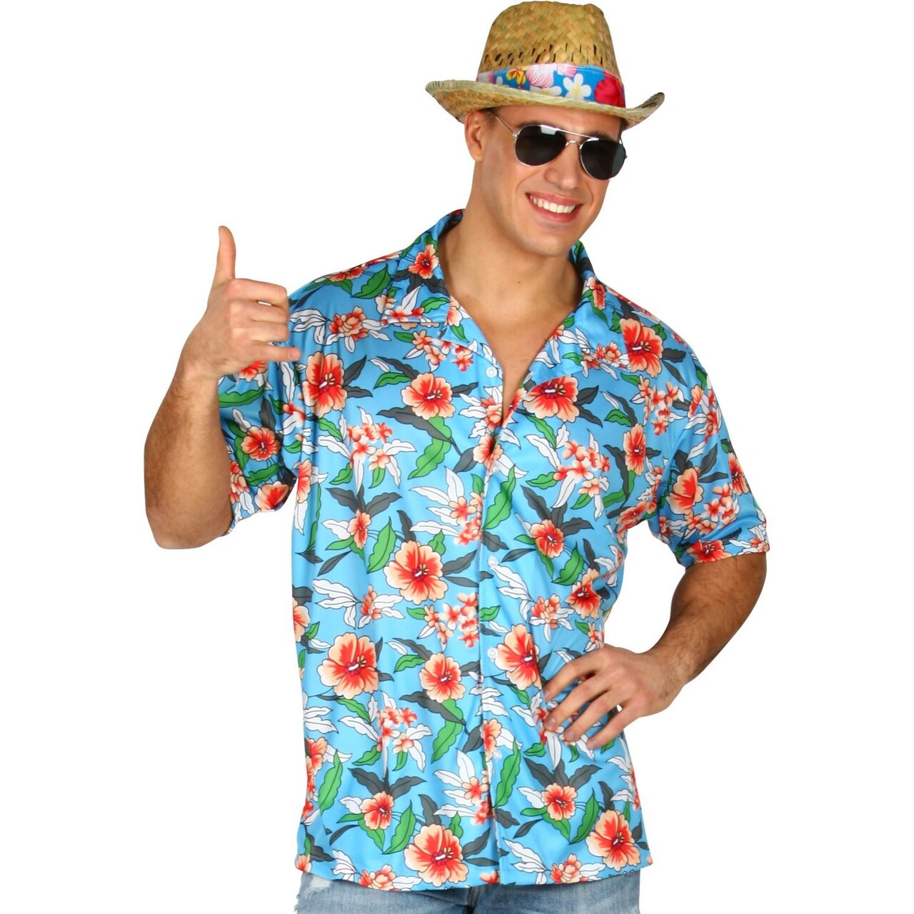 Op deze afbeelding zie je een -1, van het merk Widmann. Hawaii Shirt Blauw