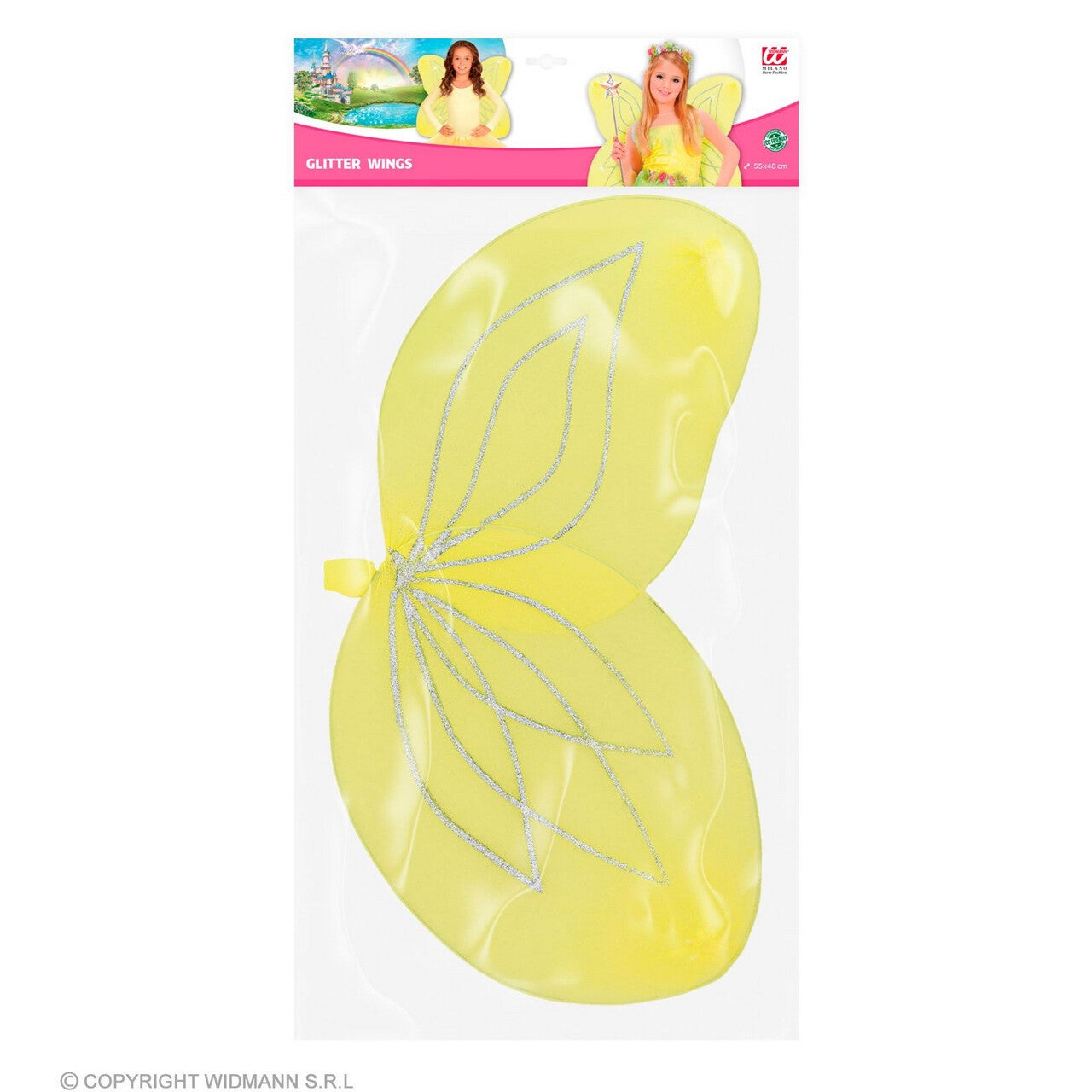 Op deze afbeelding zie je een Accessoires, van het merk Widmann. Gele Glitter Vleugels Fee Citronella Kind