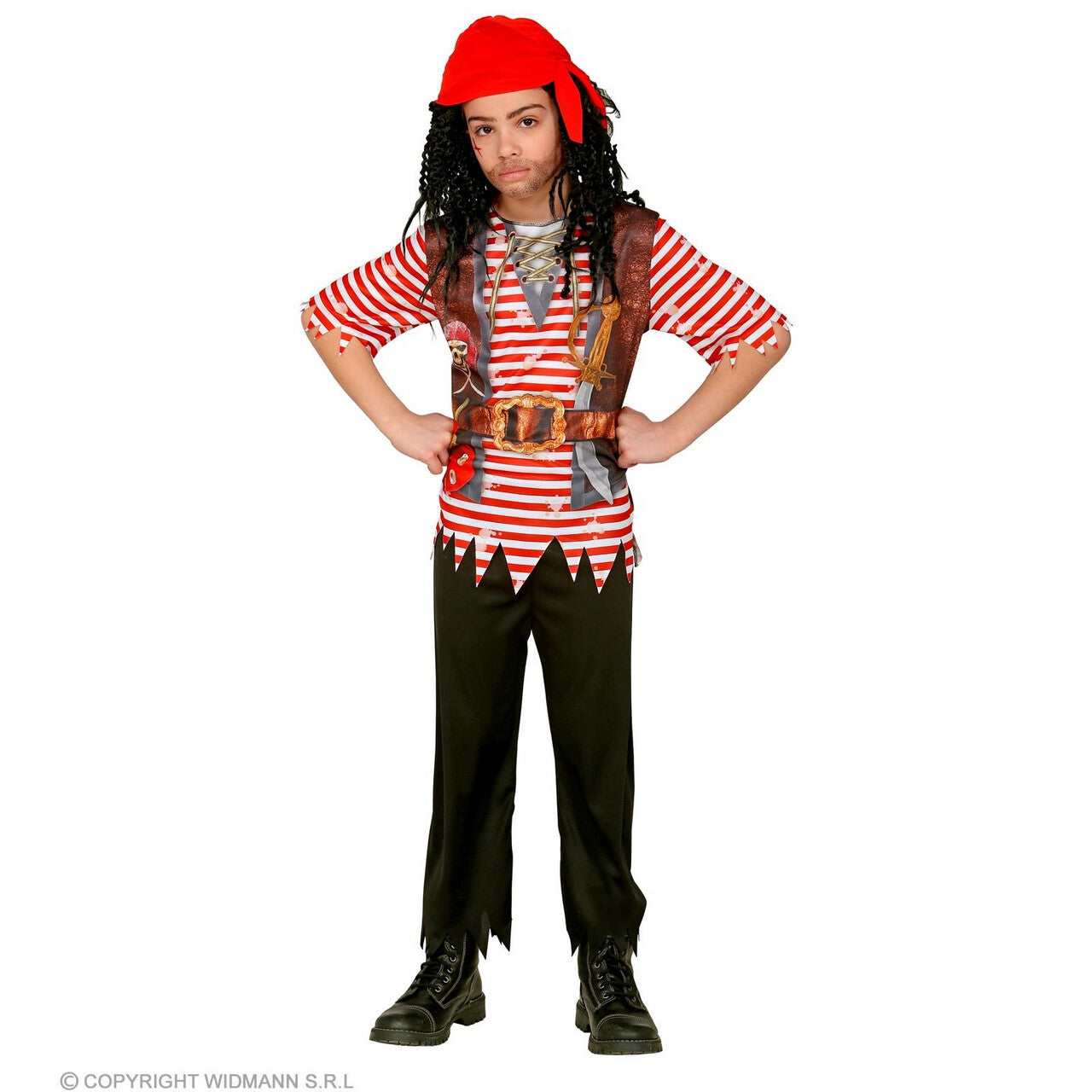 Op deze afbeelding zie je een Kostuums, van het merk Widmann. Piraat Nooitgedacht Zonder Schat Kind Jongen Kostuum