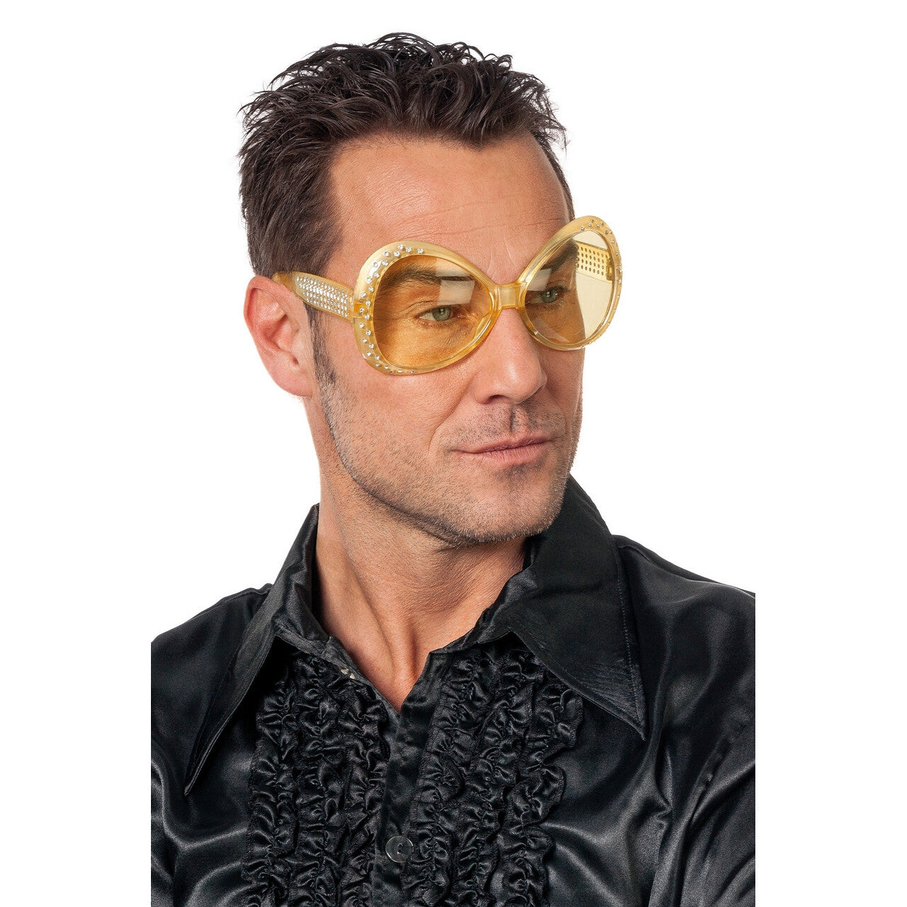 Op deze afbeelding zie je een Accessoires, van het merk Wilbers. Gele Bril Met Glittersteentjes