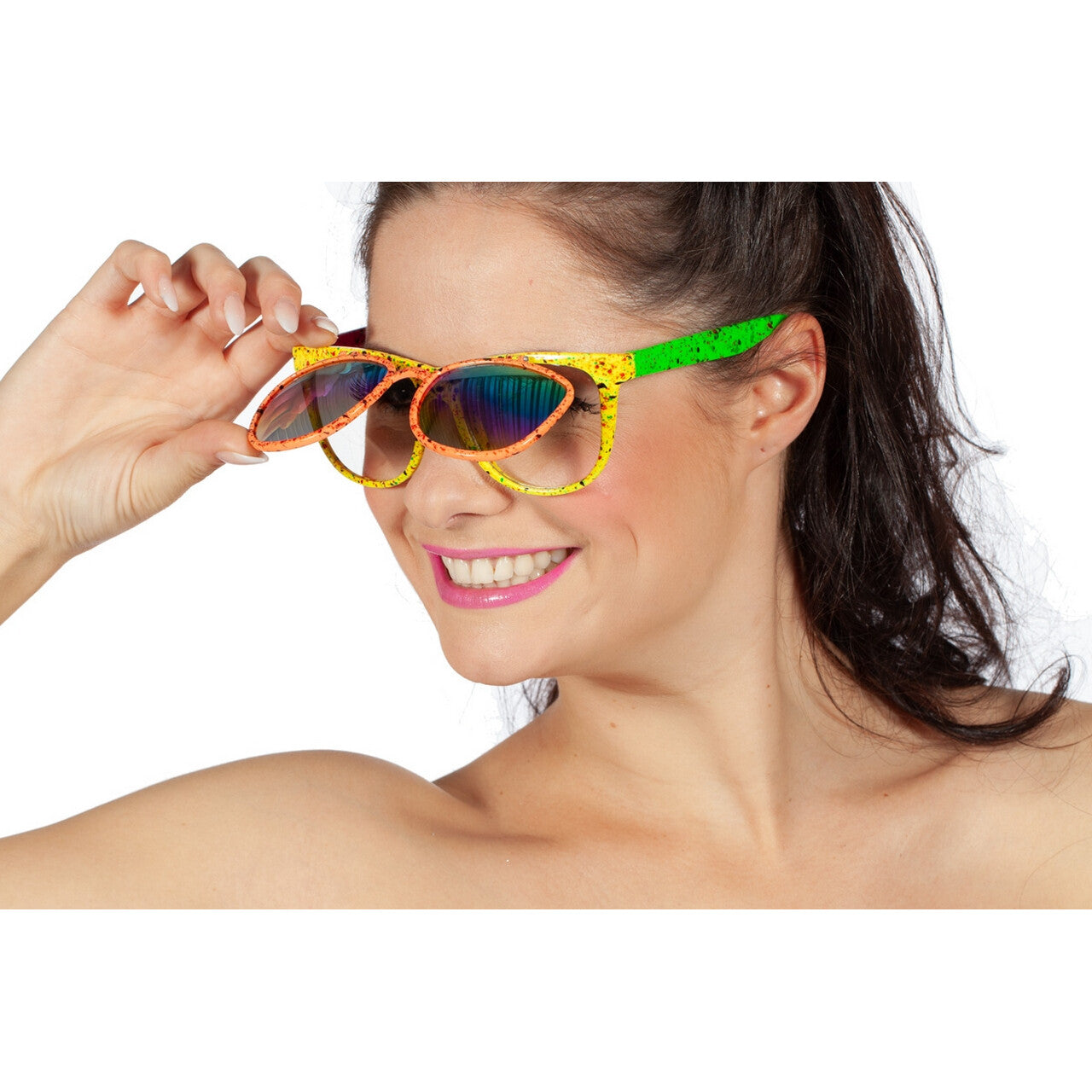 Op deze afbeelding zie je een Accessoires, van het merk Wilbers. Bril 80s Hologram Met Klep