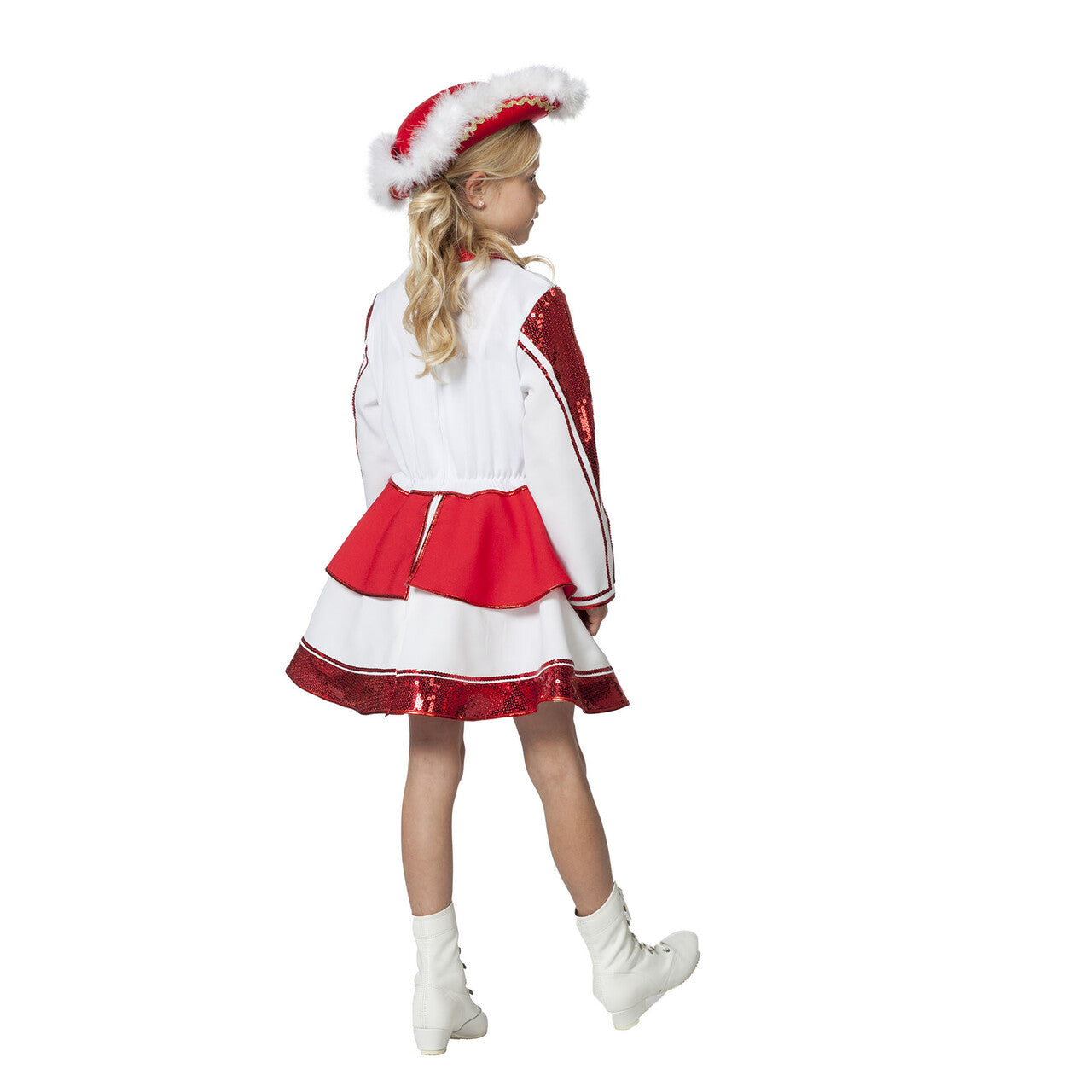 Op deze afbeelding zie je een Kostuums, van het merk Wilbers. Fancy Rood Witte Dansmarieke Meisje Kostuum