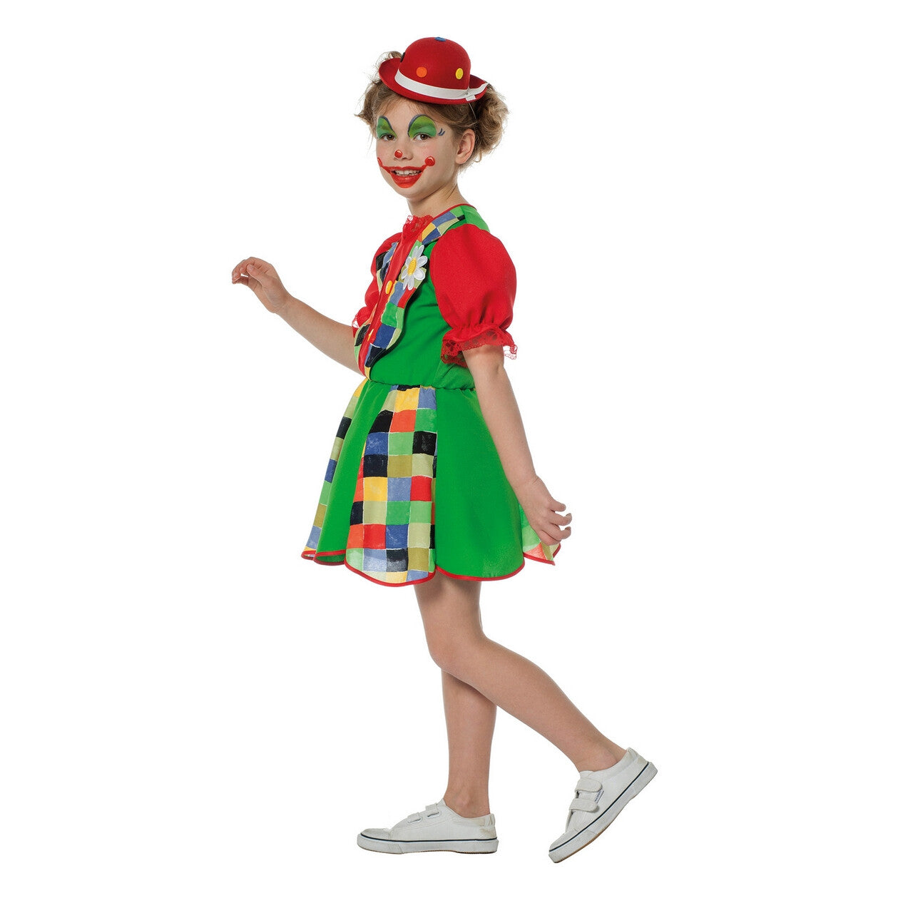 Op deze afbeelding zie je een Kostuums, van het merk Wilbers. Neon Groen Funky Funk Clown Meisje Kostuum