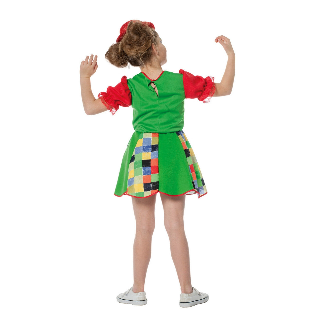 Op deze afbeelding zie je een Kostuums, van het merk Wilbers. Neon Groen Funky Funk Clown Meisje Kostuum