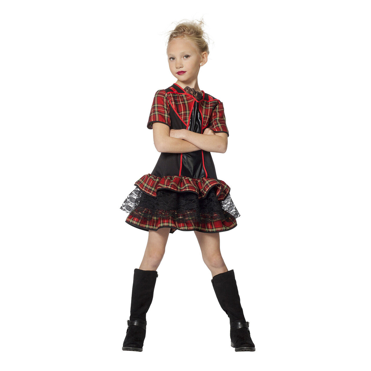 Op deze afbeelding zie je een Kostuums, van het merk Wilbers. Punk Meisje Funky Chick Kostuum
