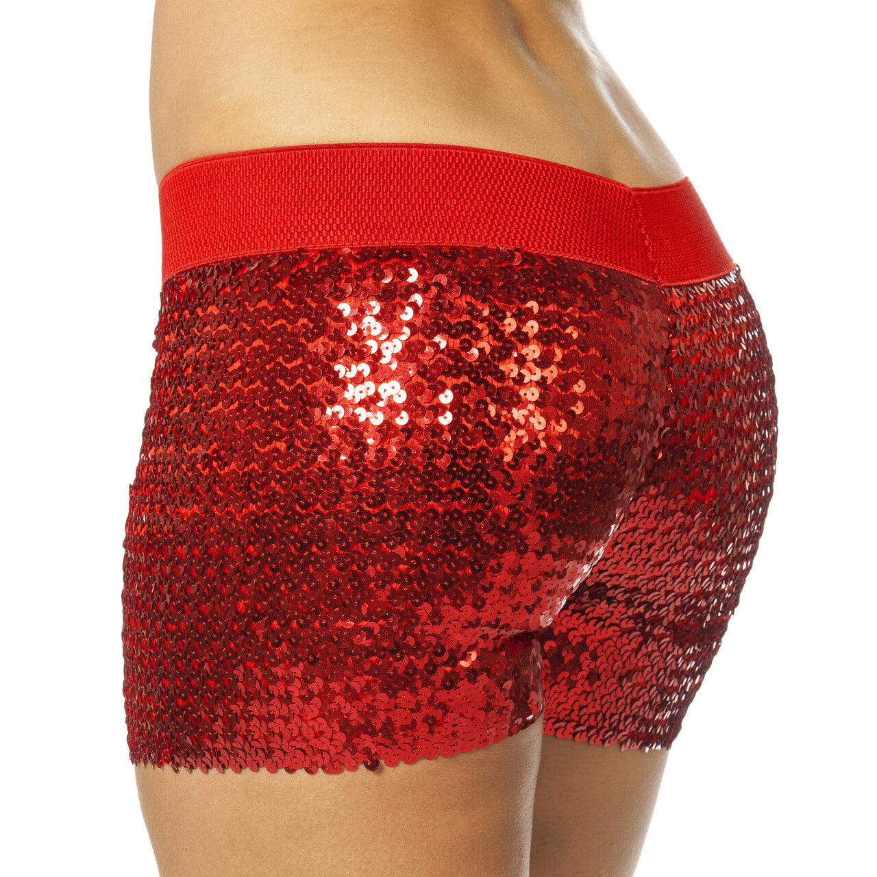 Op deze afbeelding zie je een Kostuums, van het merk Wilbers. Hotpants Pailletten Rood Vrouw