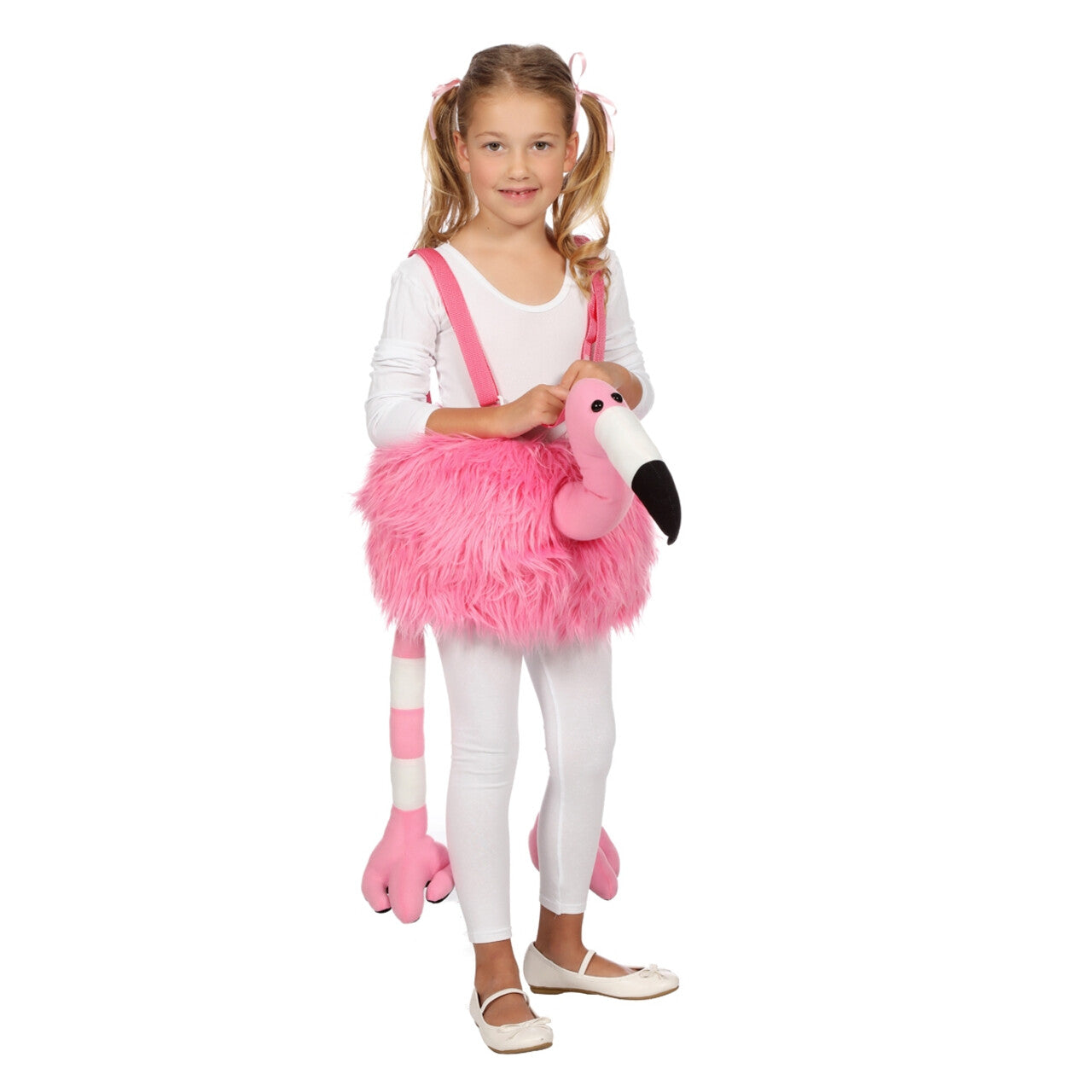 Op deze afbeelding zie je een Kostuums, van het merk Wilbers. Bungelende Flamingo Hansop Meisje Kostuum