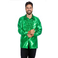 Groene Ruches Blouse Satijn Foute Disco