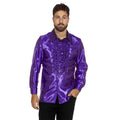 Paarse Ruches Blouse Satijn Foute Disco